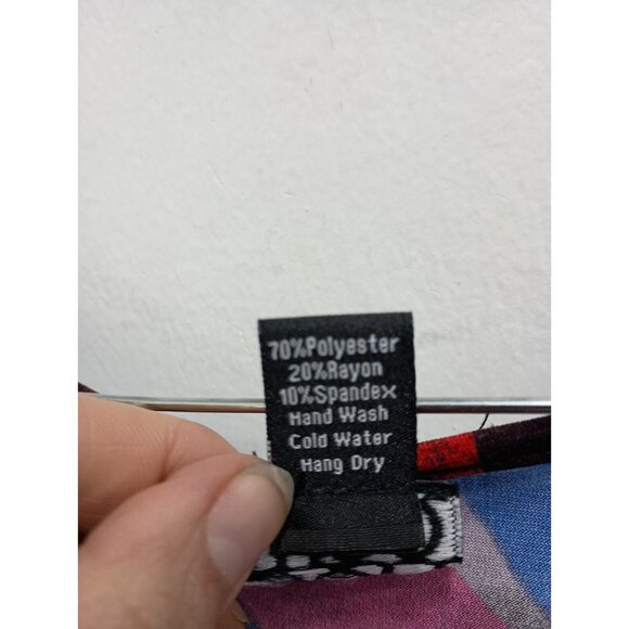 Clara Sun Woo Womens Tunic Top Small Multi Abstract Art Liquid Knit Angled Hem - Picture 4 of 6